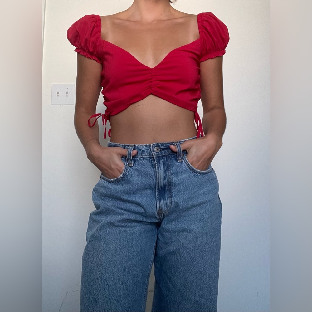 Tiger Mist red crop top